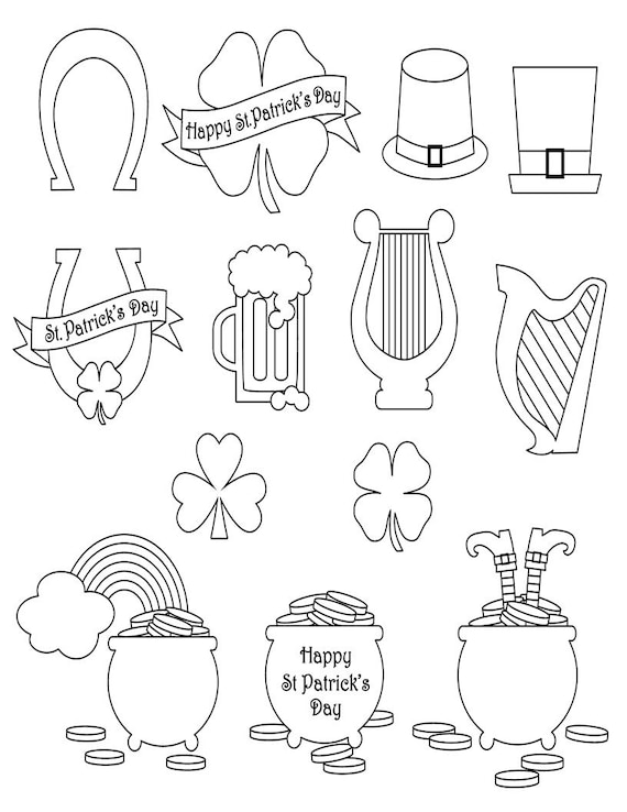 Printable st patricks day coloring pages instant download perfect for kids and adultscraft supplies relaxation create art color
