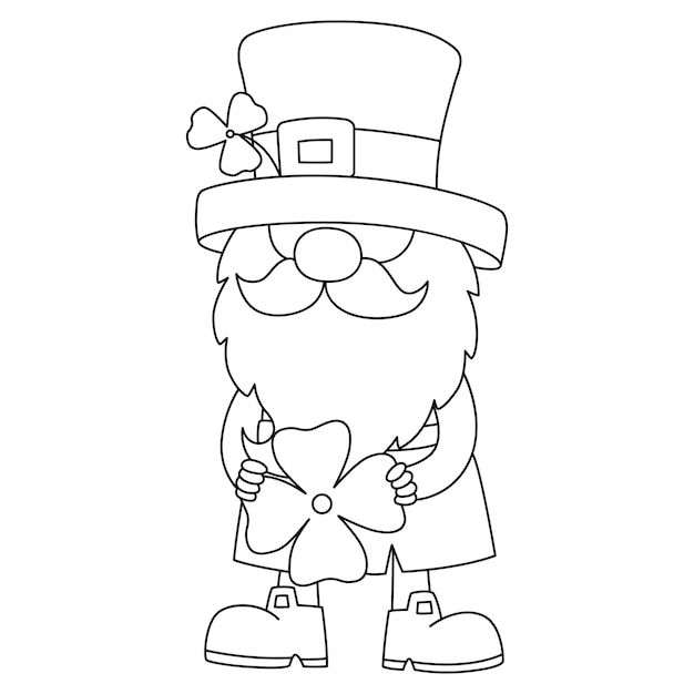 Premium vector a cute and funny coloring page a st patricks day leprechaun gnome provides hours of coloring fun for children to color this page is very easy suitable for