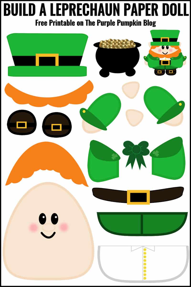 Free printable build a leprechaun paper doll for st patricks day
