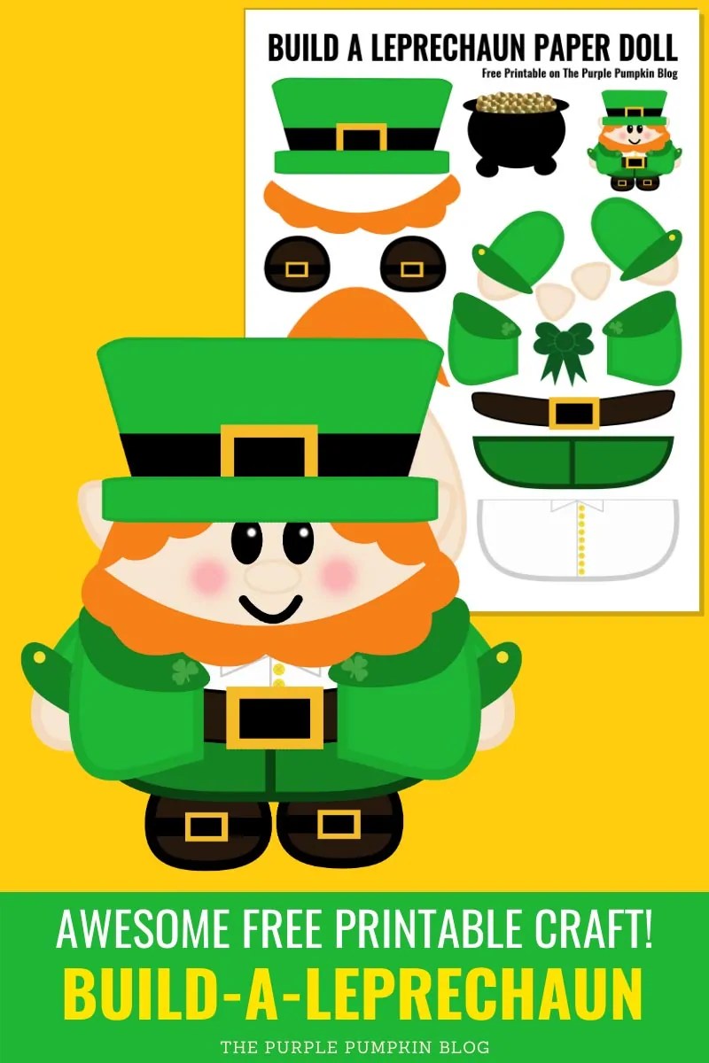 Free printable build a leprechaun paper doll for st patricks day