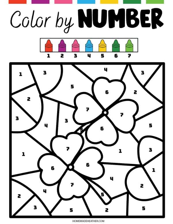 St patricks day color by number printables homemade heather