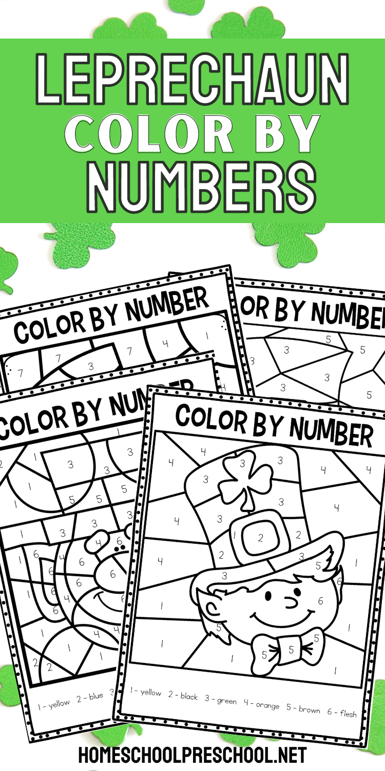 Free printable leprechaun color by number worksheets