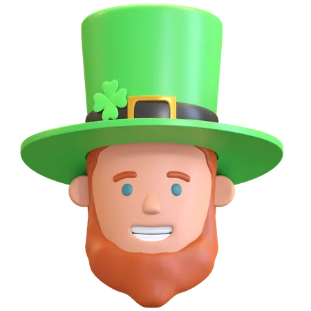 D leprechaun head with hat illustrations