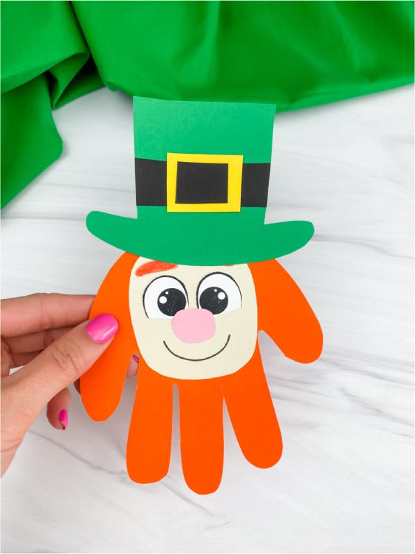 Easy leprechaun handprint craft free template