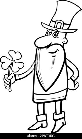 Leprechaun with clover cartoon for coloring stock vector image art