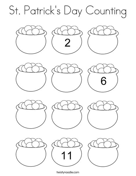 St patricks day counting coloring page