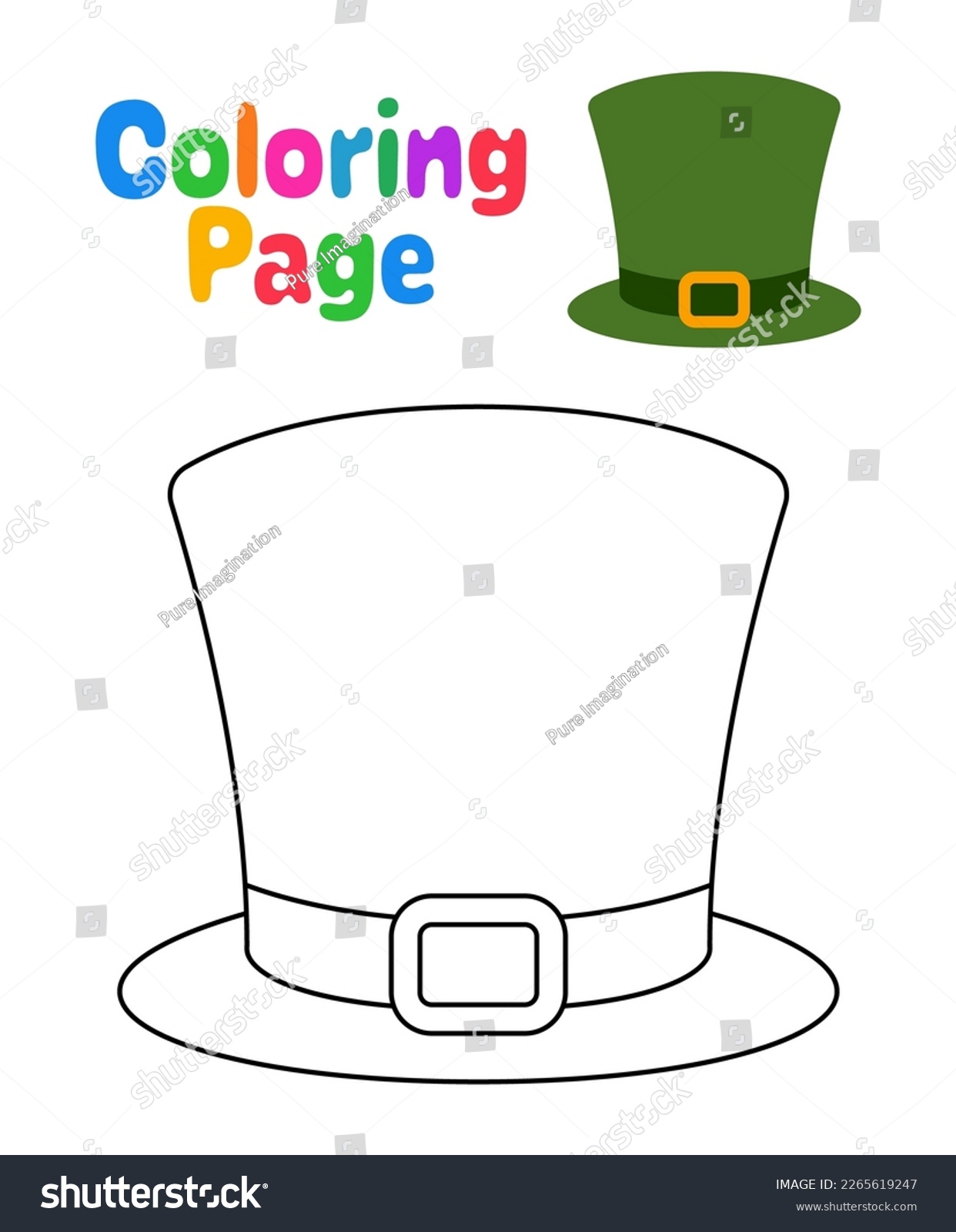 Coloring page leprechaun hat kids stock vector royalty free