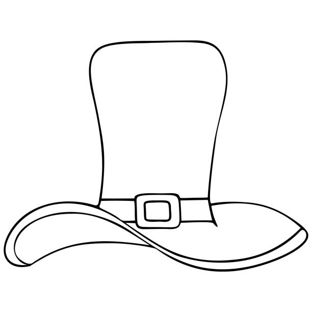 Vector illustration hattop hat of a leprechaun coloring pages for children and adults outline of the headdress on an isolated background sketch for st patrick day doodle style stock illustration