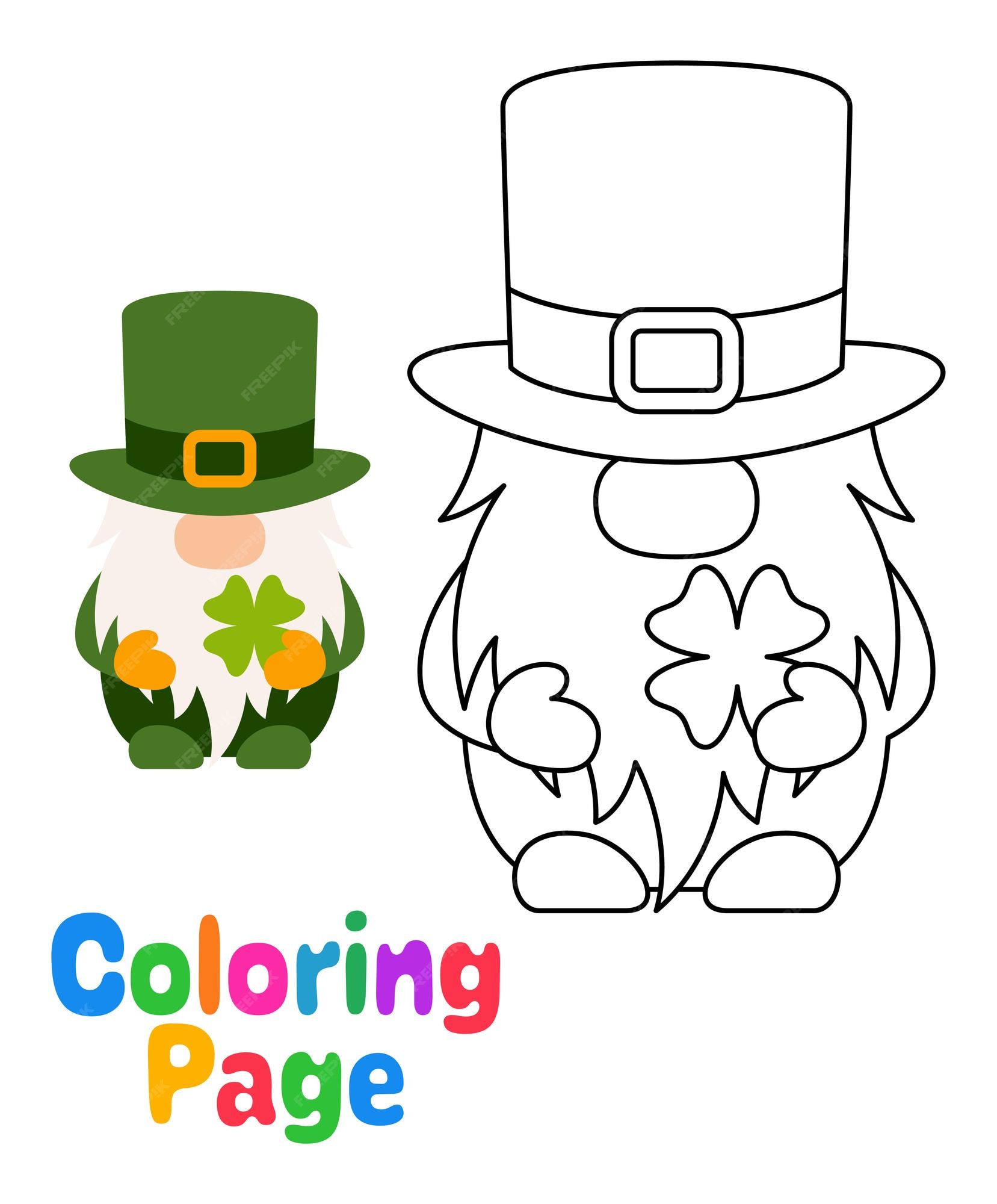 Premium vector coloring page with leprechaun for kids