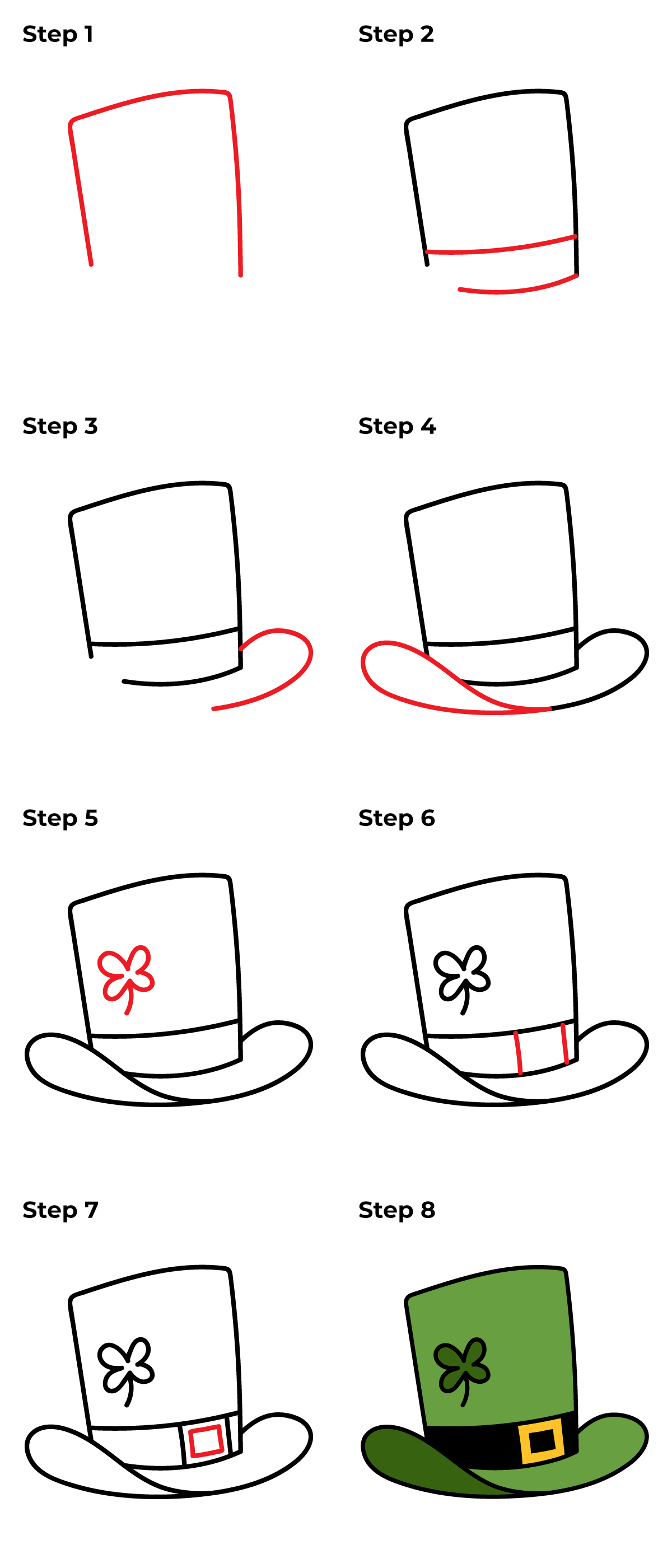 How to draw a leprechaun hat