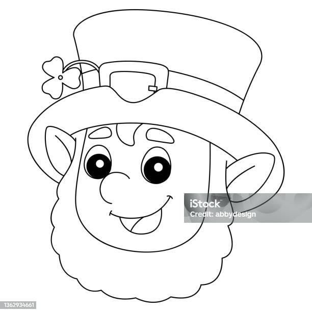 St patricks day leprechaun coloring page for kids stock illustration