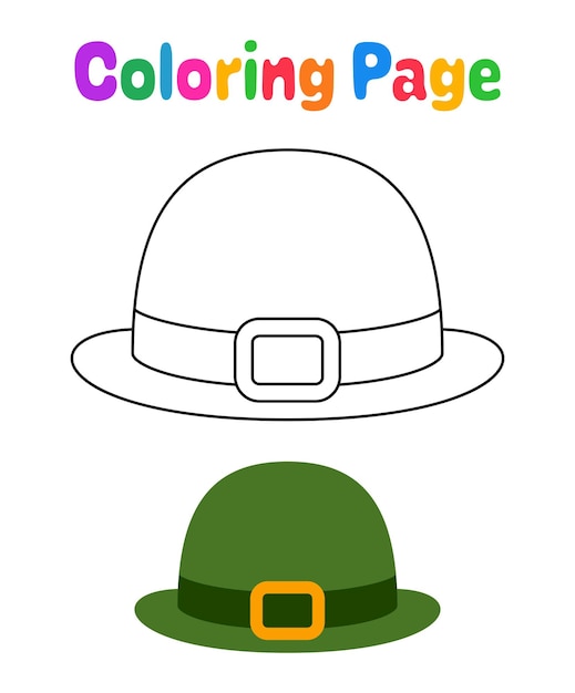 Premium vector coloring page with leprechaun hat for kids