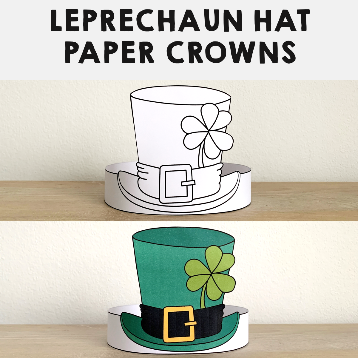 Leprechaun paper hats printable coloring st patricks day craft activity made by teachers