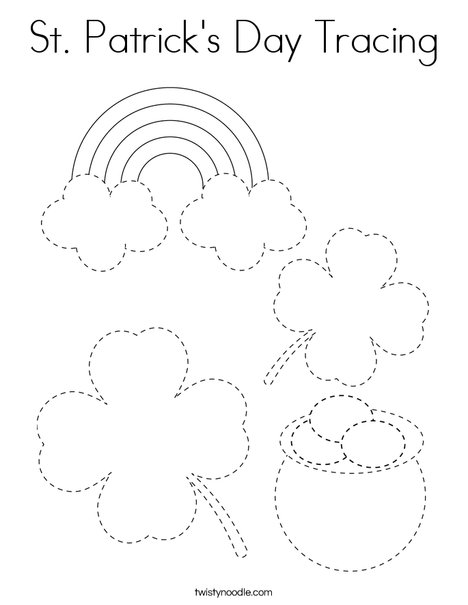 St patricks day tracing coloring page