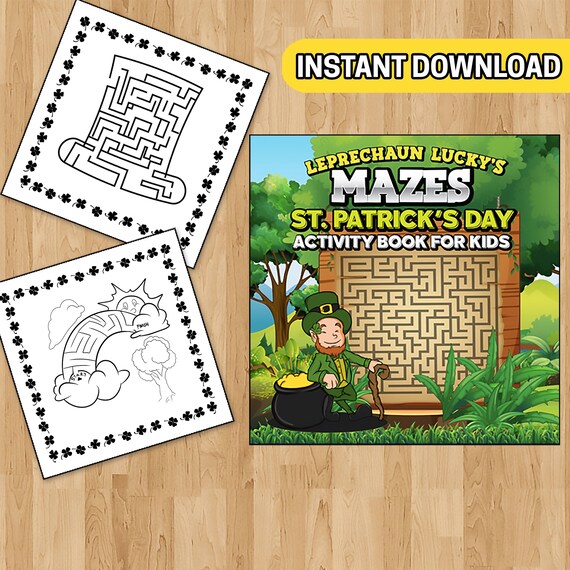 Best value leprechaun luckys maze and coloring pages for st patricks day kids party and games fun activity book printable