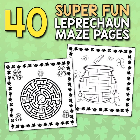 Best value leprechaun luckys maze and coloring pages for st patricks day kids party and games fun activity book printable