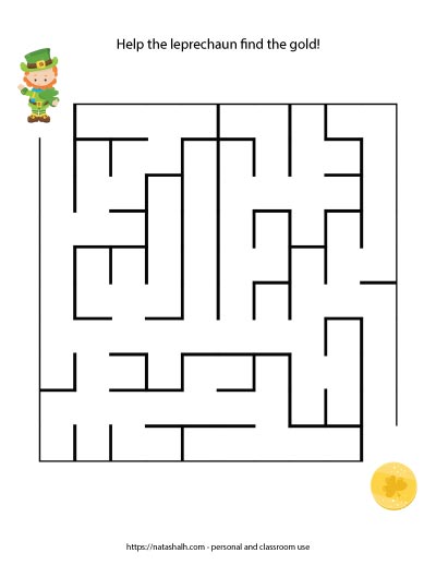 Free st patricks day maze printables easy no
