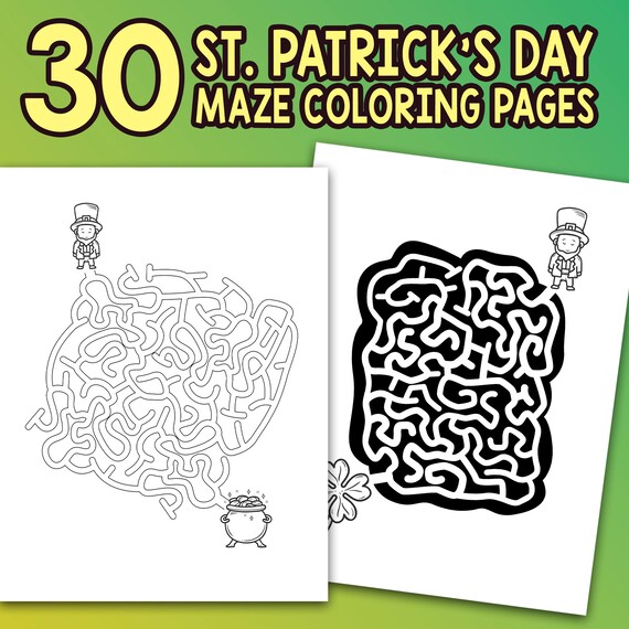 Best value st patricks day maze coloring book instant download festive coloring pages puzzle game for kids fun holiday good luck gift