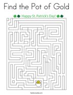St patricks day maze coloring page