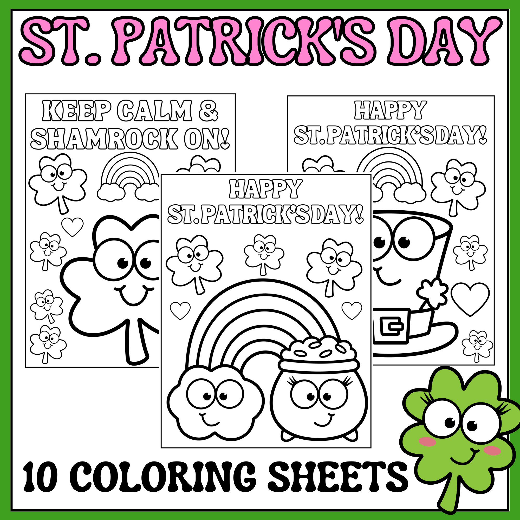St patricks day coloring pages shamrock leprechaun march coloring