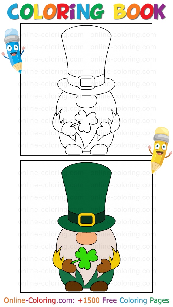 St patricks day leprechaun free online coloring page