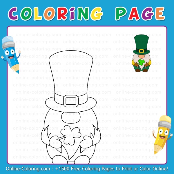 St patricks day leprechaun free online coloring page