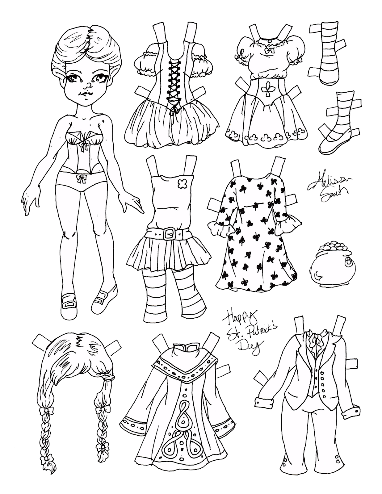 Miss missy paper dolls happy st patricks day