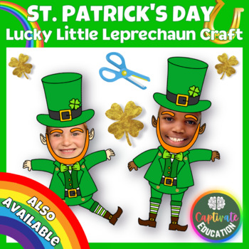 St patricks day lucky little leprechaun craft paper doll puppet steam coloring