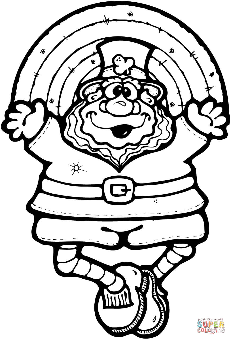 Leprechaun doll with a rainbow coloring page free printable coloring pages
