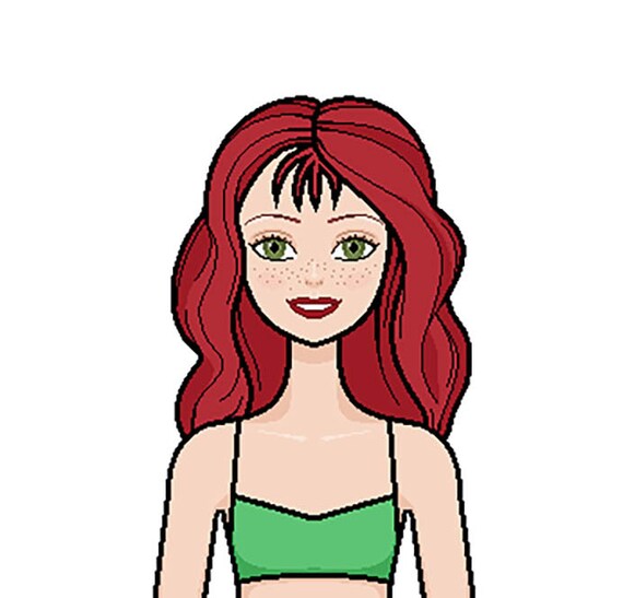 Lady luck paper doll st patricks day printable paper doll red hair doll colorful clothes paper doll coloring page