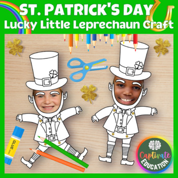 St patricks day lucky little leprechaun craft paper doll puppet steam coloring