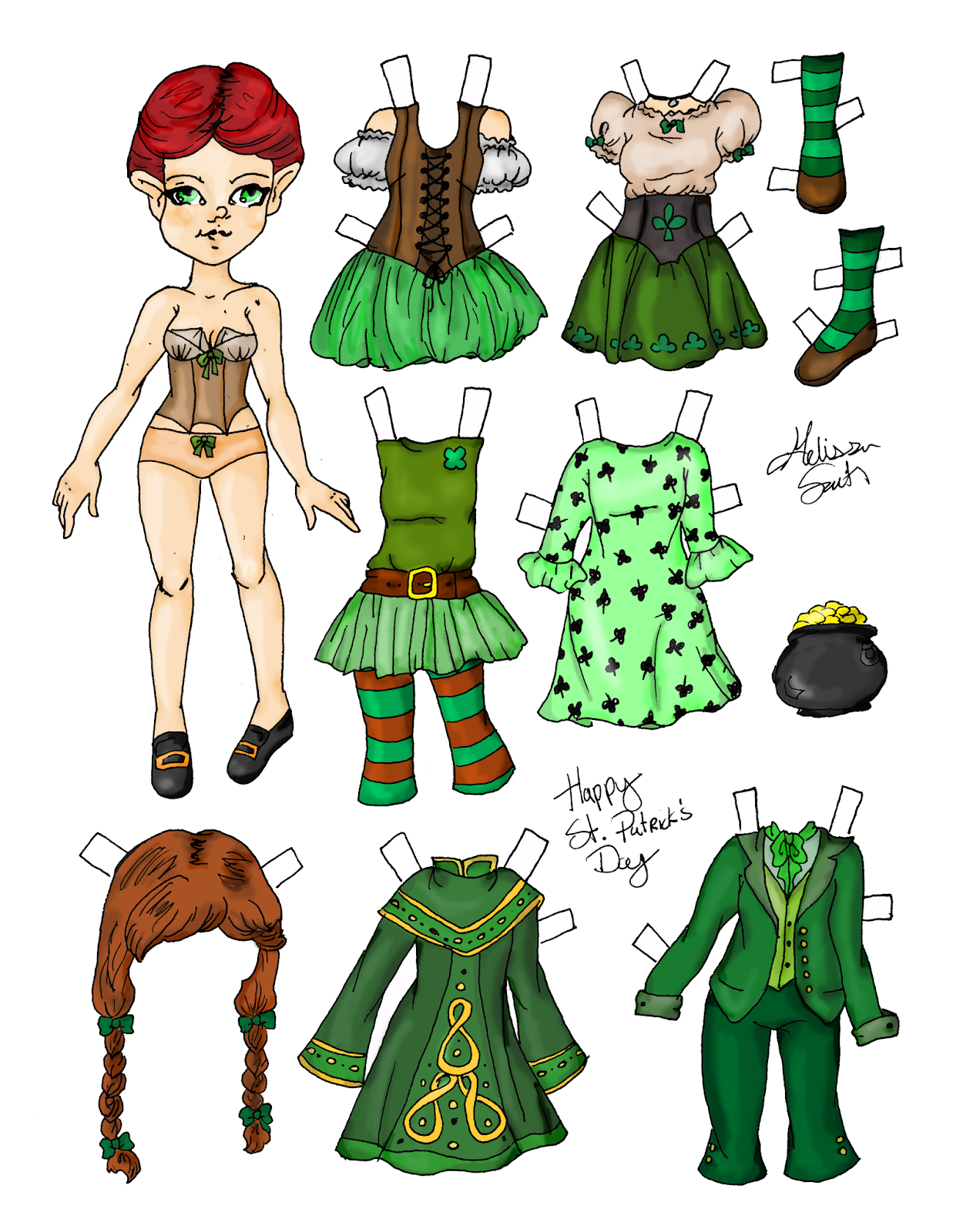 Miss missy paper dolls happy st patricks day
