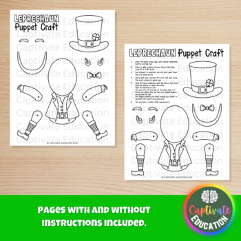 St patricks day lucky little leprechaun craft paper doll puppet steam coloring