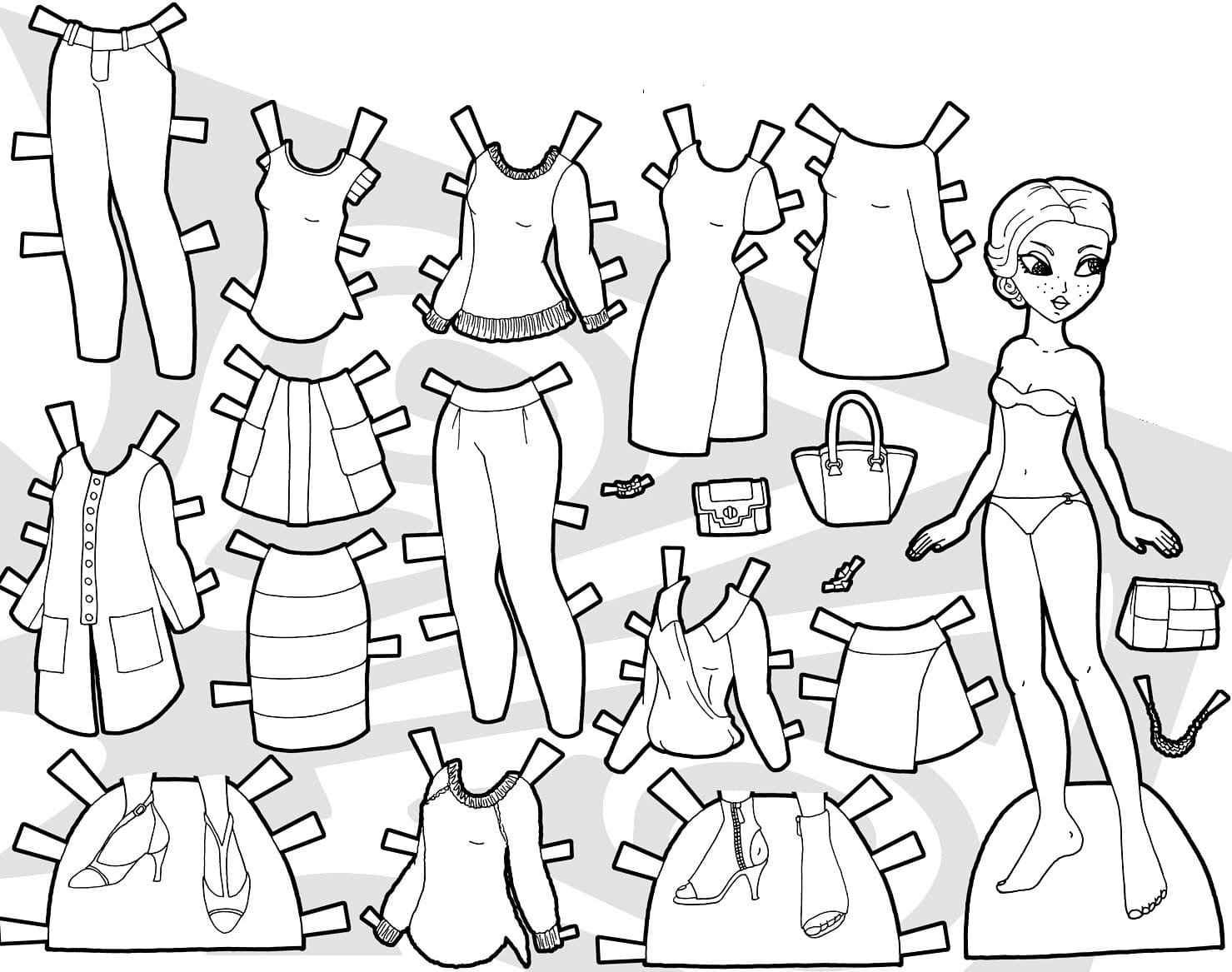 Paper doll coloring pages printable for free download