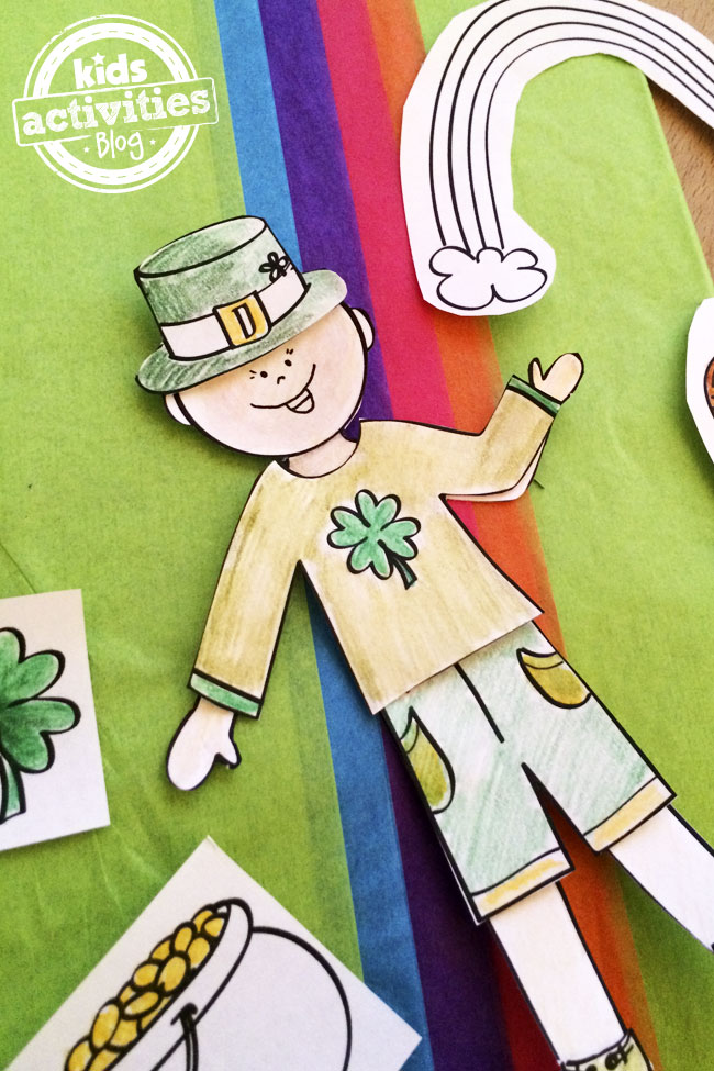Printable st patricks day paper doll set for kids kids activities blog