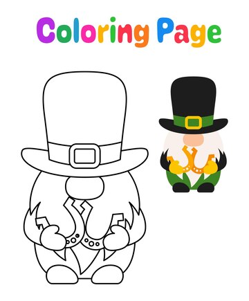 Premium vector coloring page with leprechaun for kids