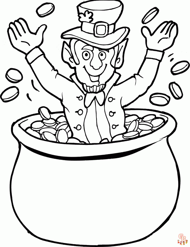 Printable pot of gold coloring pages free for kids and adults