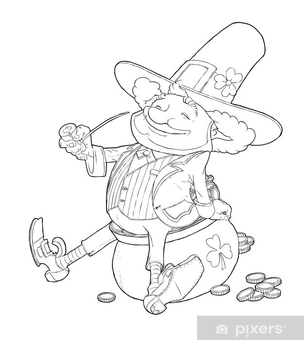 Sticker elf leprechaun smoking pipe for saint patricks day vector
