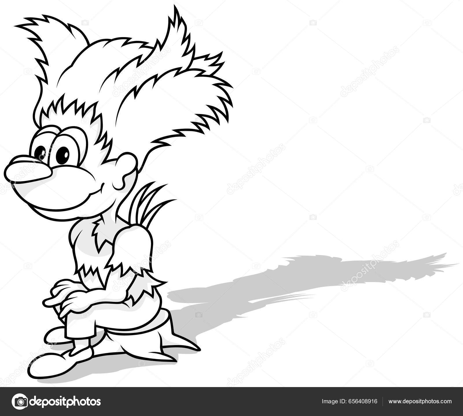 Drawing forest leprechaun sitting stump cartoon illustration isolated white background stock vector by dero