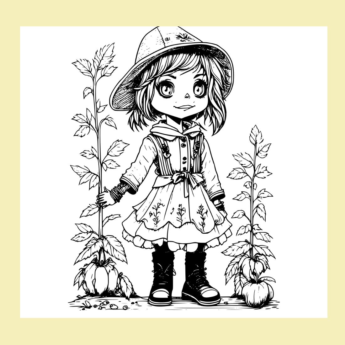 Coloring pages bundle for adultsa illustration of cute scarecrow character horror and creepy