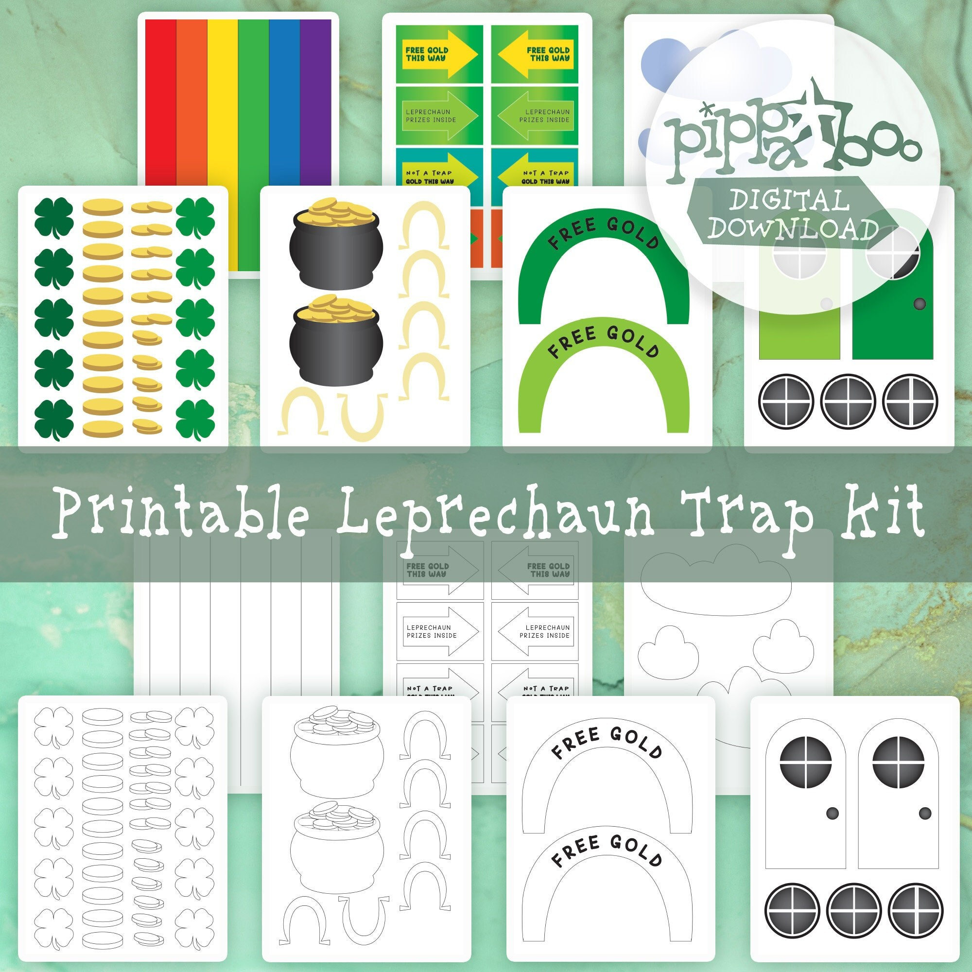Leprechaun trap kit for easy home or school projects st patricks day digital download printable