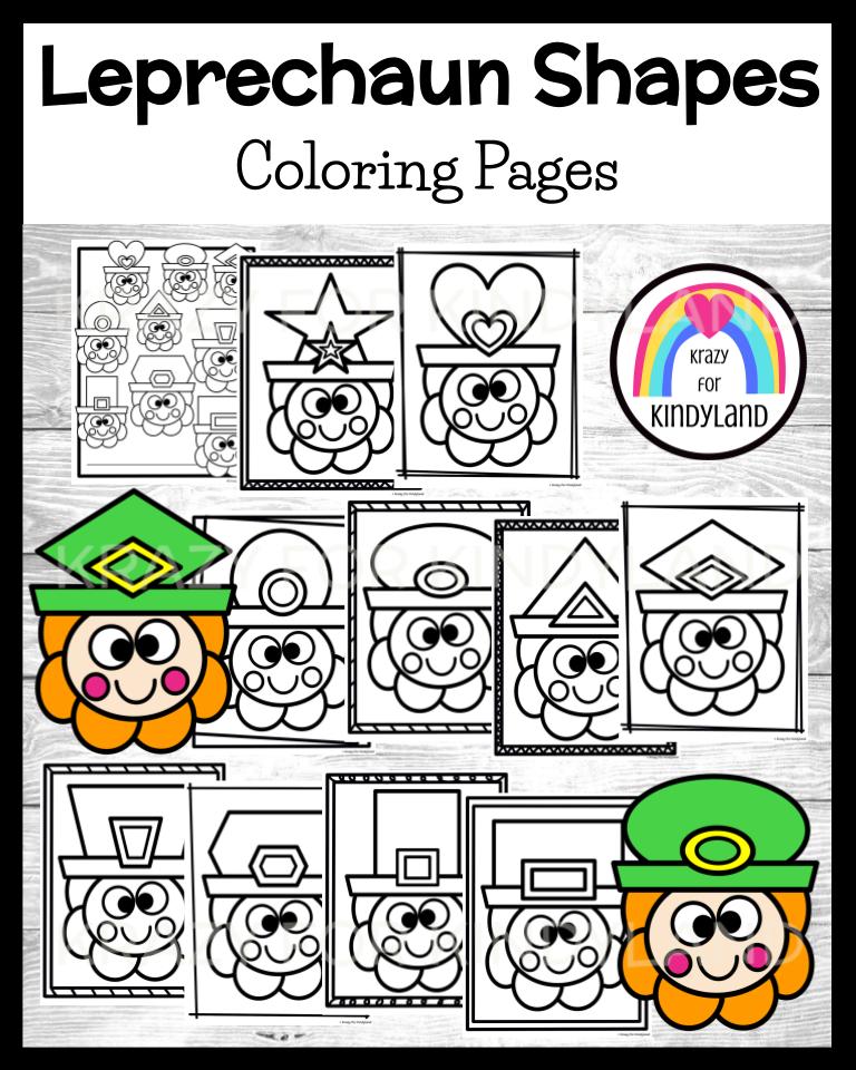 March coloring pages shapes st patricks leprechaun rocket fish flower