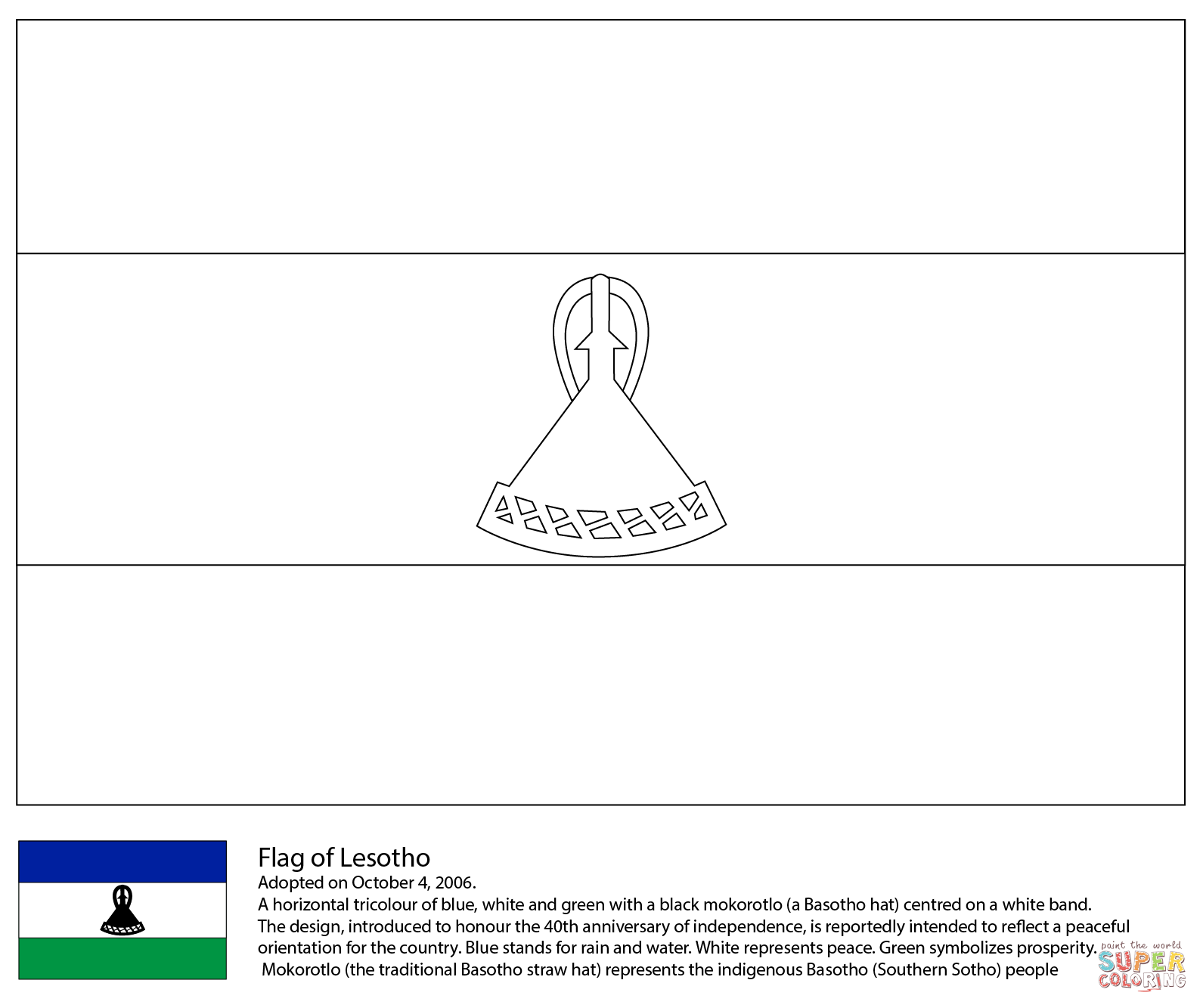 Flag of lesotho coloring page free printable coloring pages
