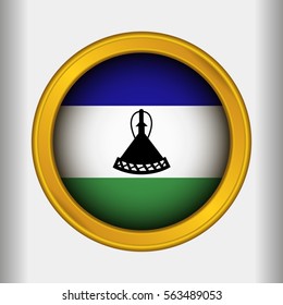 Lesotho flag in circle over royalty