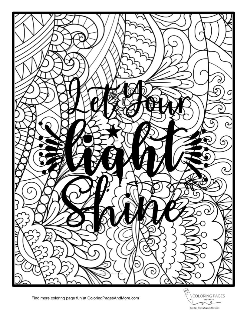 Let your light shine inspirational coloring page