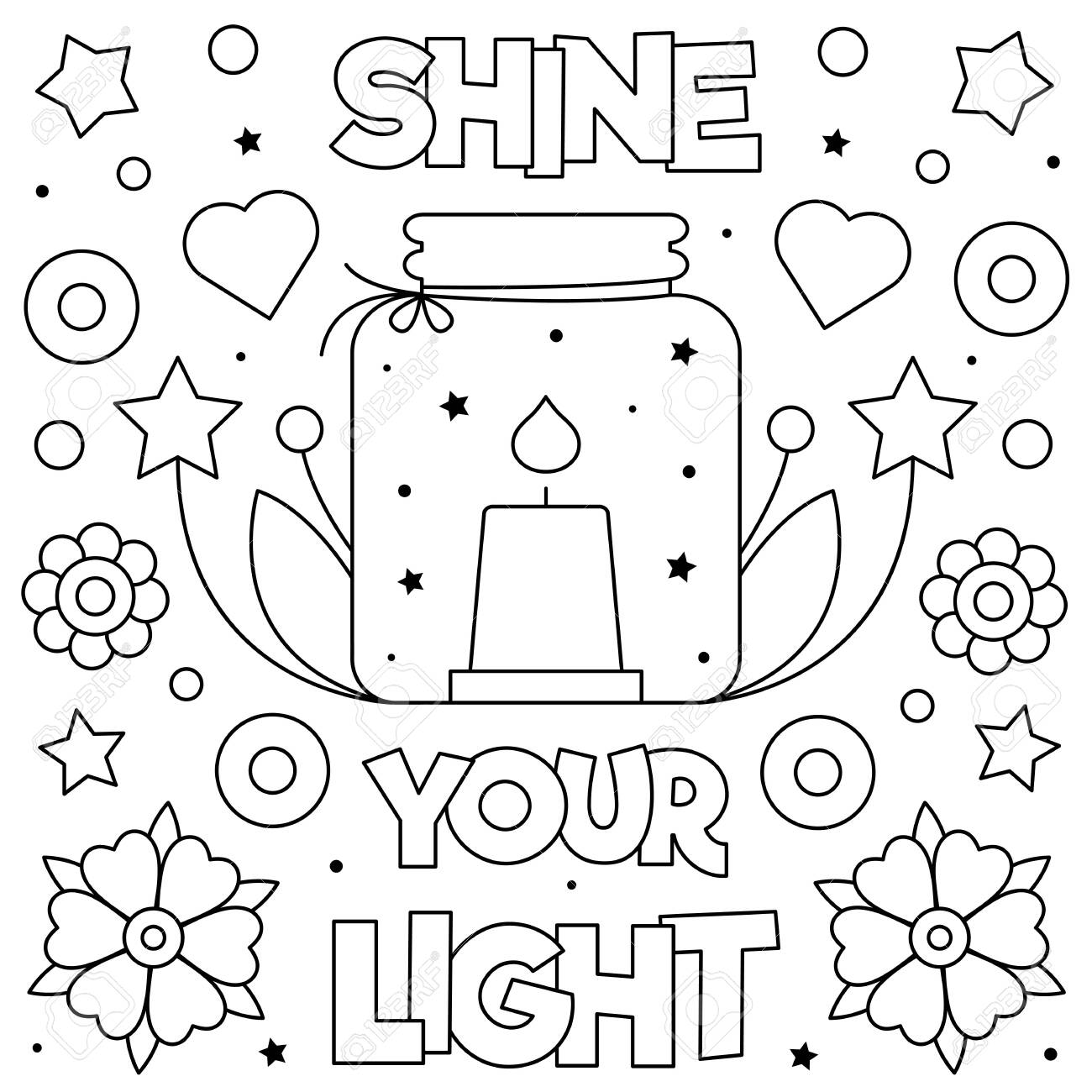 Shine your light coloring page black and white vector illustration royalty free svg cliparts vectors and stock illustration image