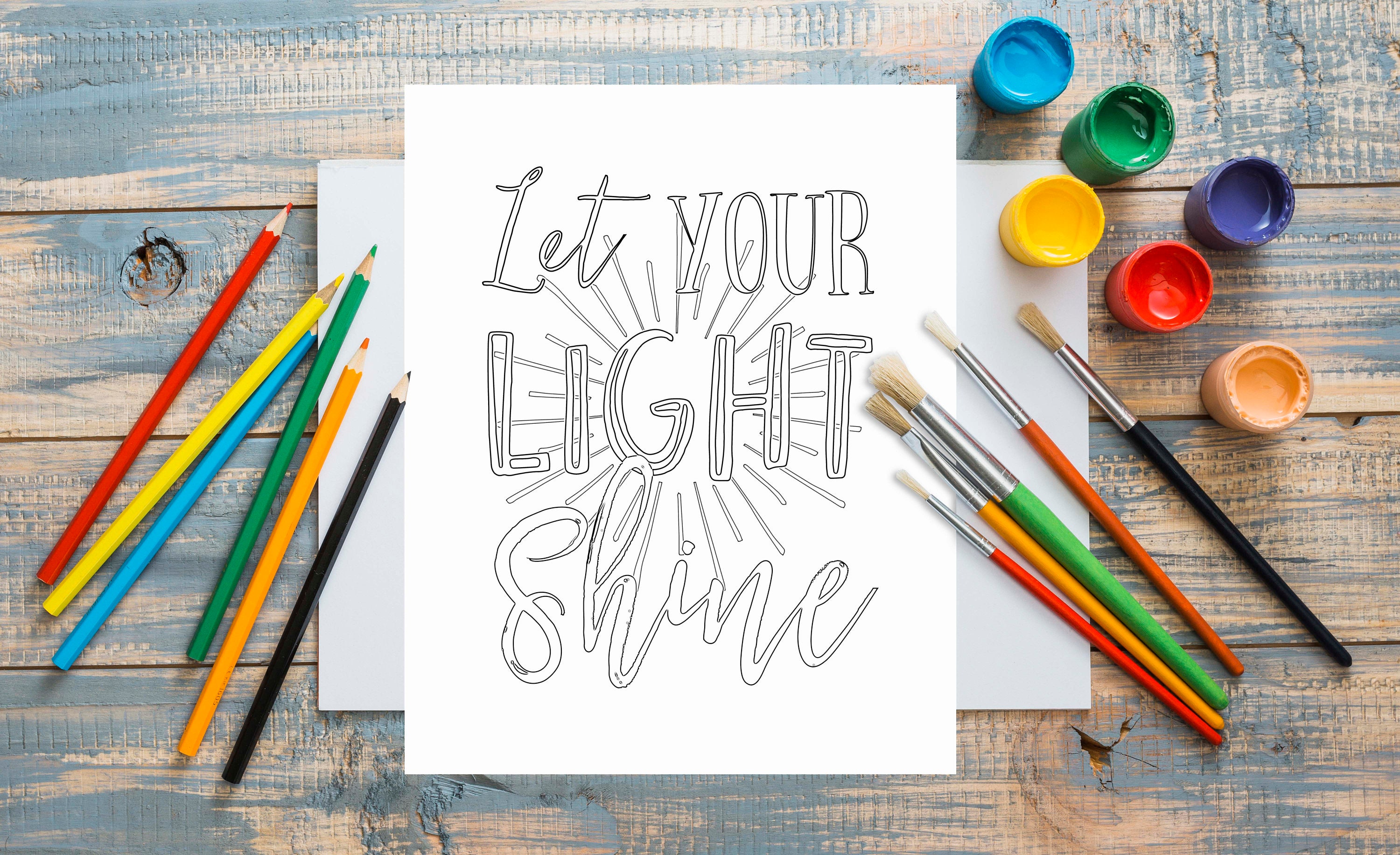 Let your light shine printable coloring page x inches