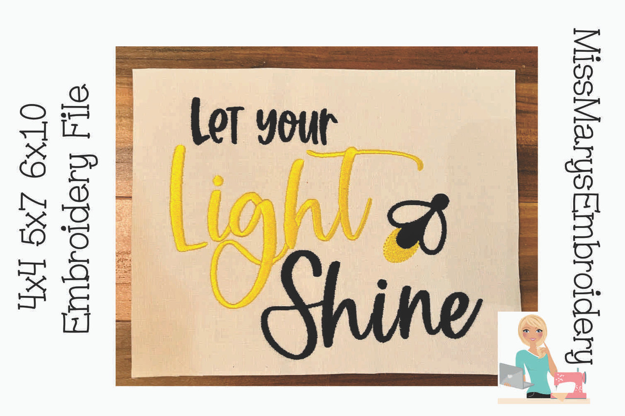 Let your light shine embroidery