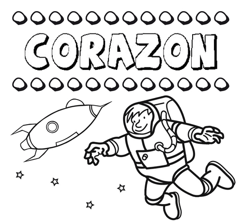 Dibujo con el nombre corazãn para colorear pintar e imprimir