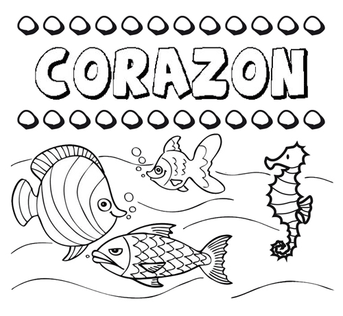 Dibujos de los nombres nombre corazãn para pintar colorear e imprimir